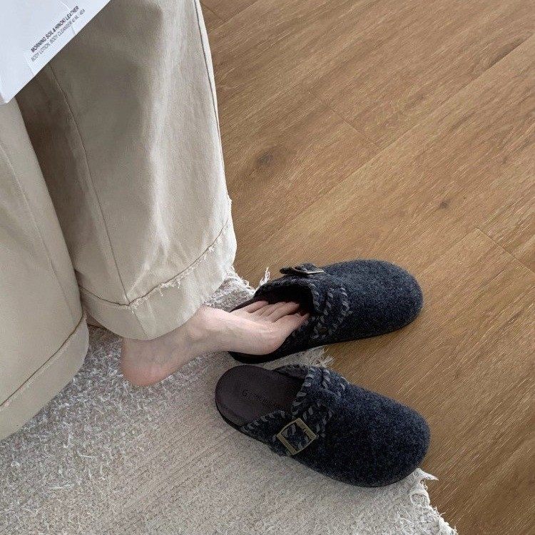 2025冬新款复古勃肯鞋女厚底一脚蹬百搭加绒保暖包头半拖鞋女外穿,女鞋,包头拖,淘宝优惠券,粉丝福利购,淘宝优惠卷