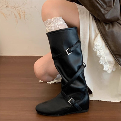 骑士靴内增高不过膝长筒靴女