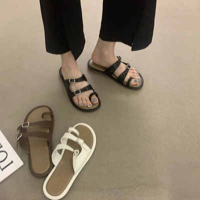 仙女风复古一字拖防滑沙滩拖鞋
