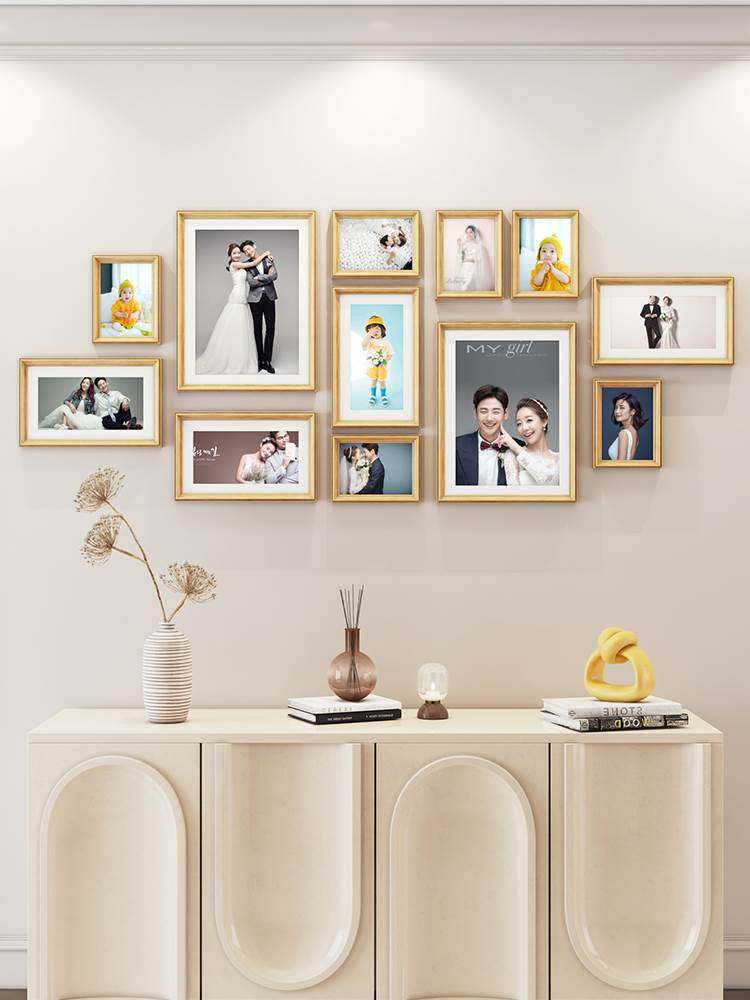墙壁照片挂墙照片墙设计效果图组合相册墙大相框结婚照相框免打孔