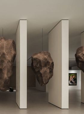 悬浮石造景仿真假石头创意吊顶展厅服装店铺橱窗大夹缝石壁挂装饰