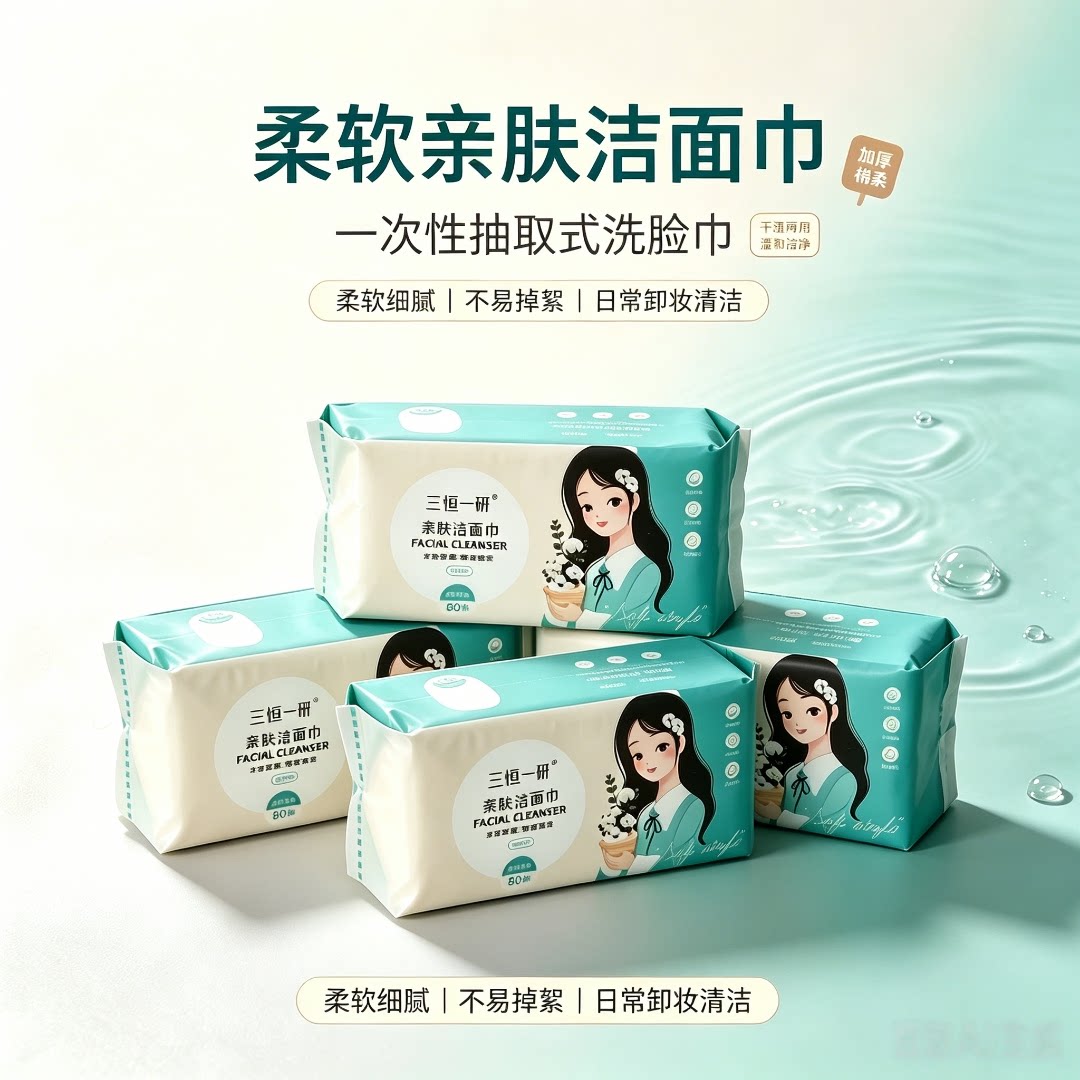 三恒一树EF网纹洁面棉柔巾抽取式家用洗脸巾干湿两用擦脸毛巾图片