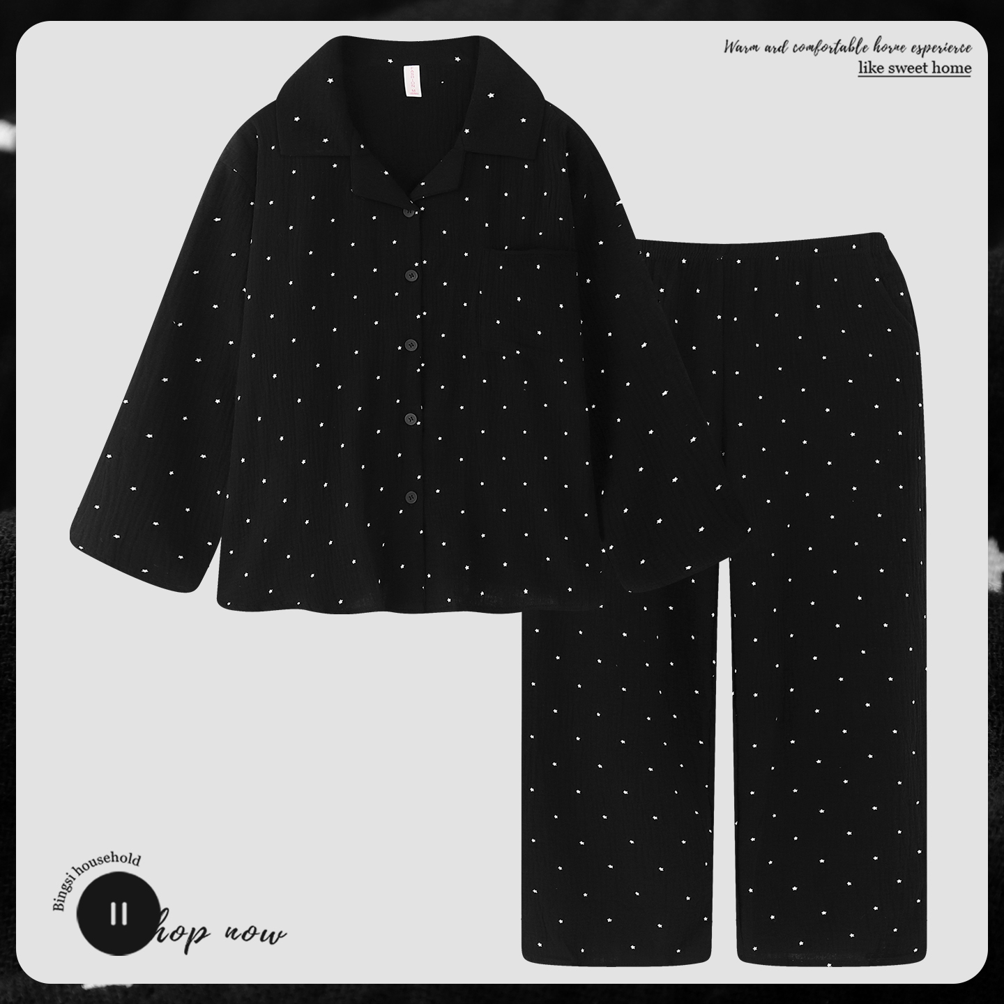 100棉睡衣女春秋款纯棉长袖