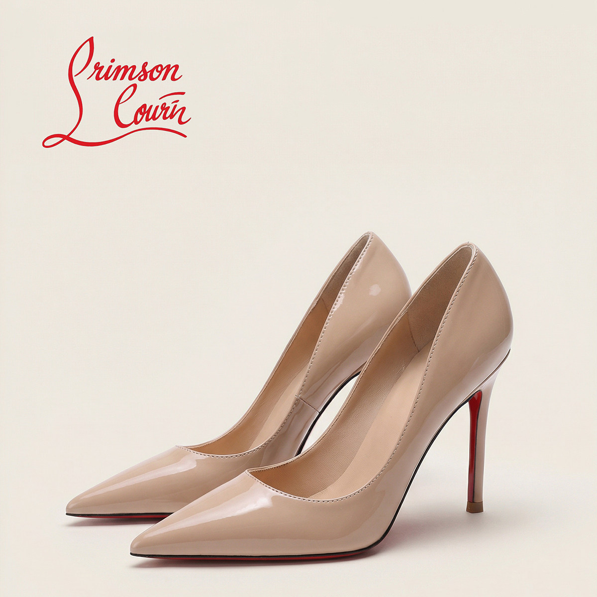 经典红底裸色尖头高跟鞋女细跟2026春季新款10CM真皮黑色性感单鞋