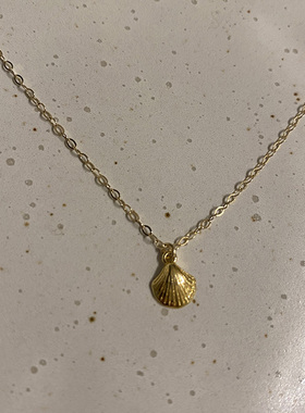 poluoguizu原创小众美国进口14k包金精致小贝壳高级锁骨链限量