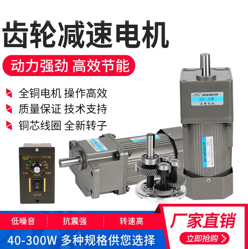 沿硕电机60W~120W交流齿轮单相220V调速电机减速电机5IK90RGU-CF