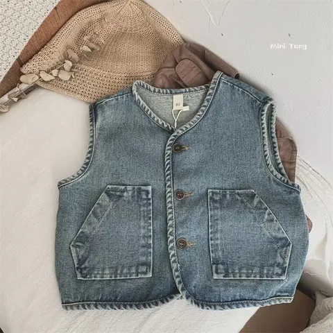 外套休闲背心马甲春秋宝宝牛仔春秋宽松洋气儿童新款外穿小童