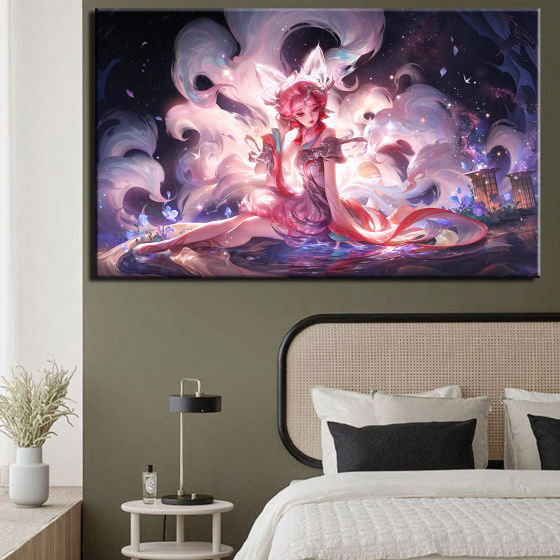 王者荣耀人物妲己青丘九尾diy 数字油画手绘填色画生日礼物送朋友