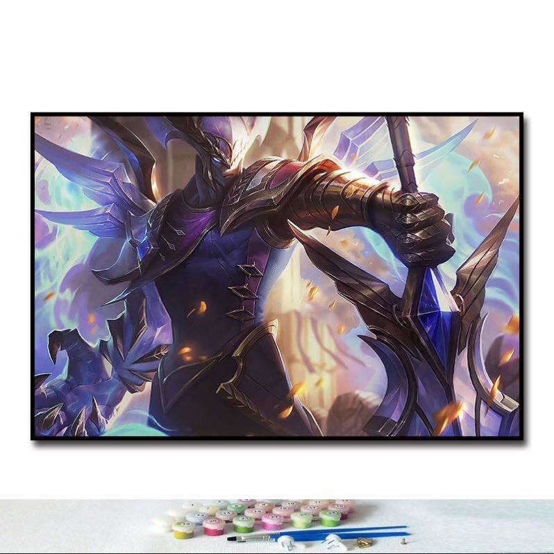 英雄联盟角色人物diy数字油画手绘剑魔皇子卡莎霞洛填色画画礼物