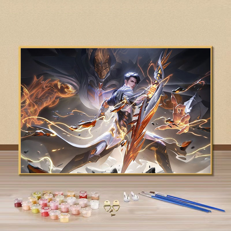 王者荣耀男英雄凯手绘填色画礼物