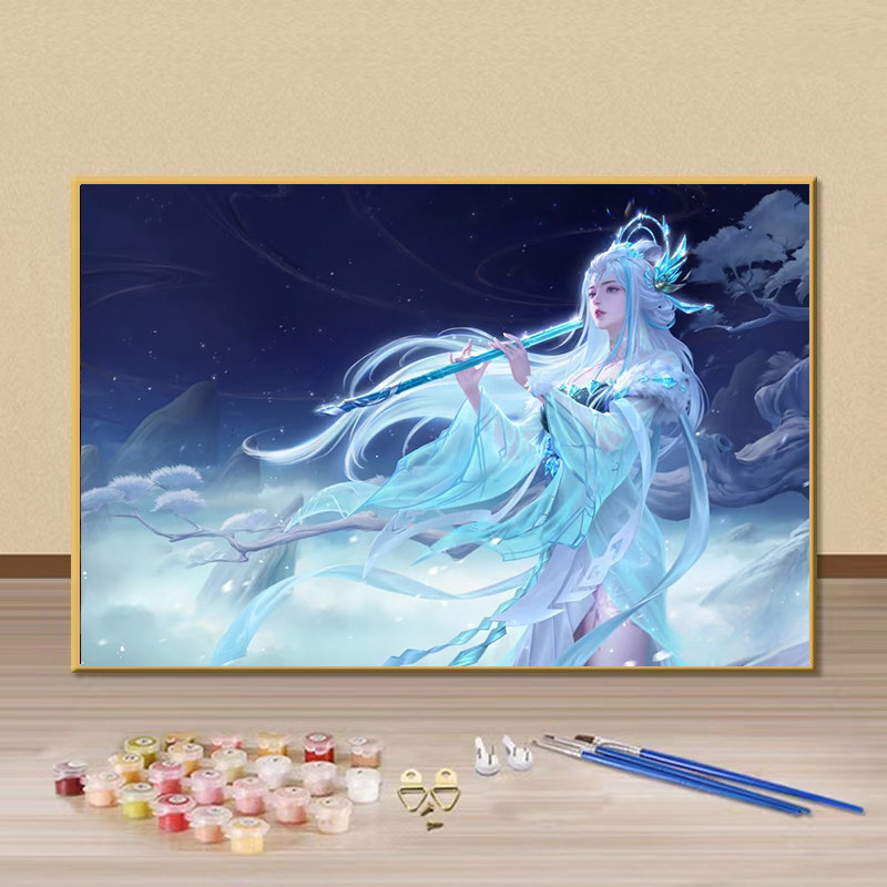 王者荣耀女英雄露娜diy数字油画手绘填色涂鸦画画礼物房间装饰画
