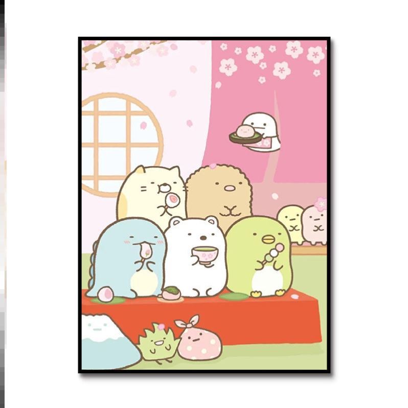 日系可爱卡通角落生物diy数字油画儿童简单手工丙烯颜料填色画画