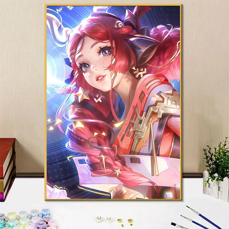 新款王者荣耀女英雄瑶diy数字油画自己手绘填色画涂鸦画生日礼物