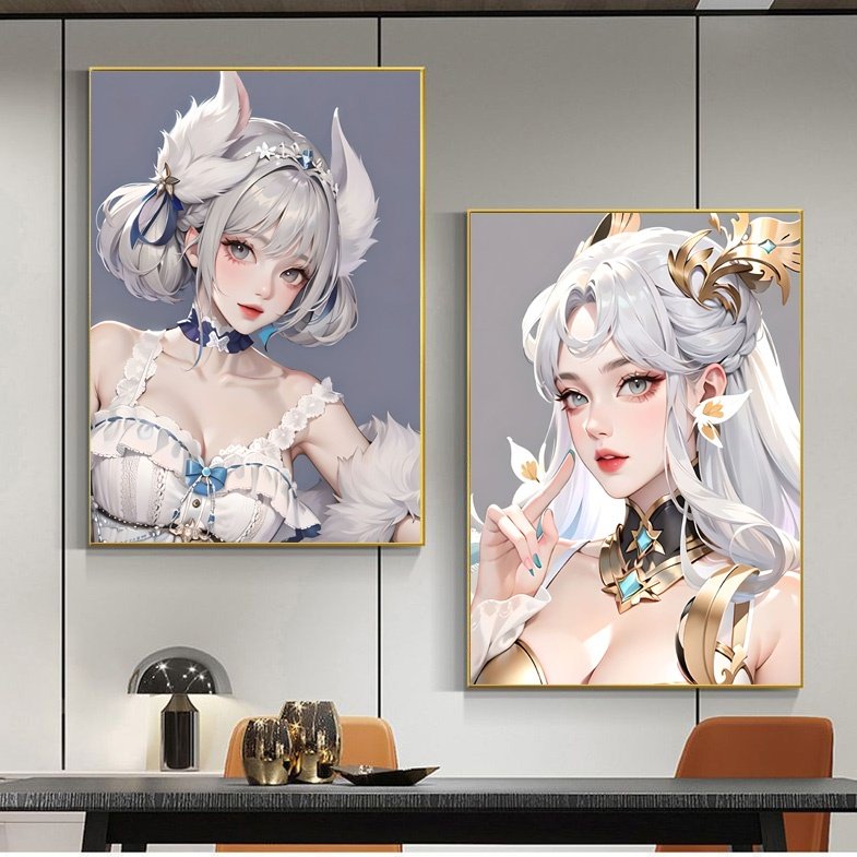 王者荣耀可爱卡通女英雄小乔貂蝉嫦娥diy数字油画手绘填色画礼物