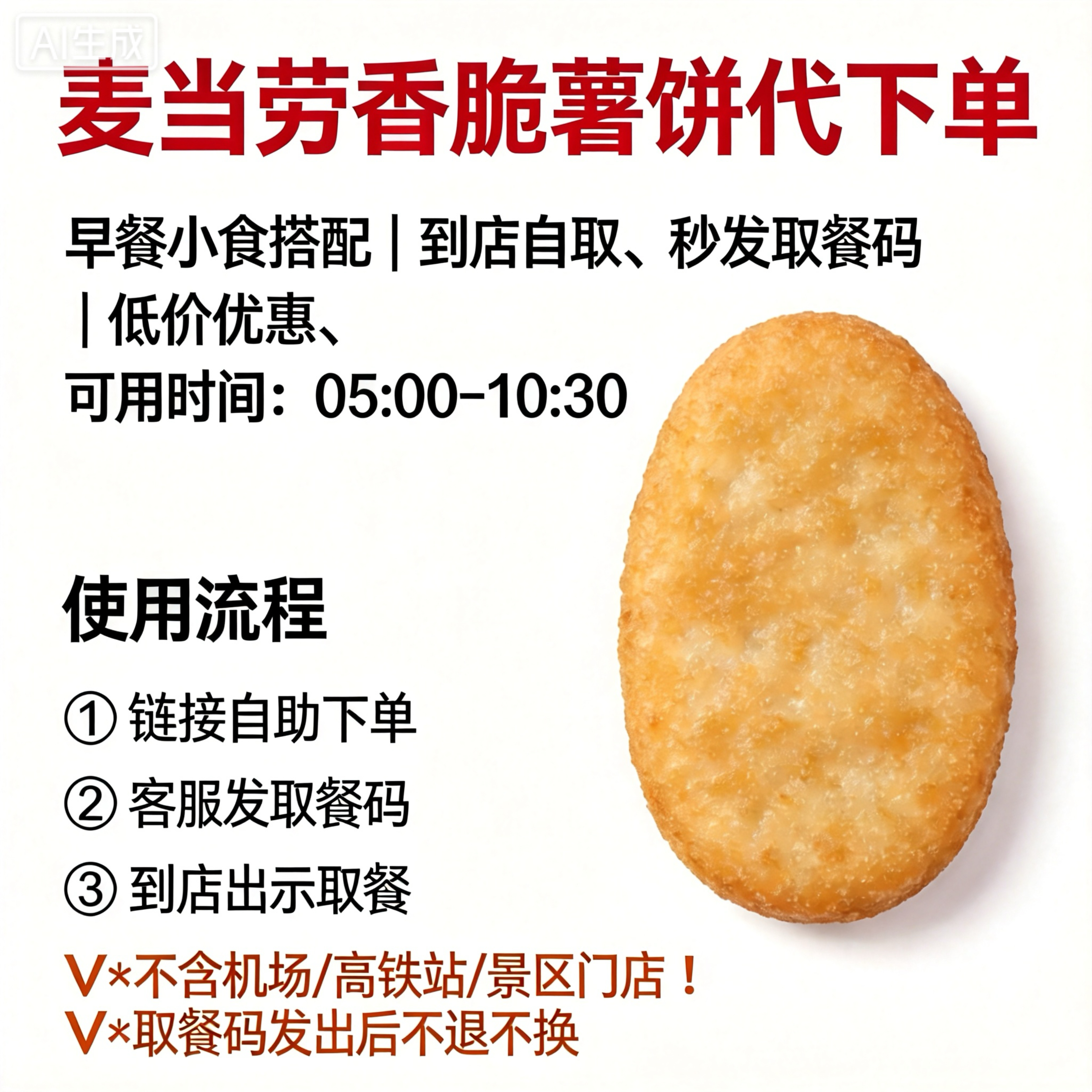 麦当劳全国代下单早餐脆薯饼火腿扒麦满分猪柳蛋板烧鸡腿麦当劳