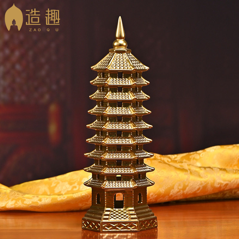 客厅摆件文昌塔九层9层家居书房办公室桌面书桌白瓷宝塔文峰摆件