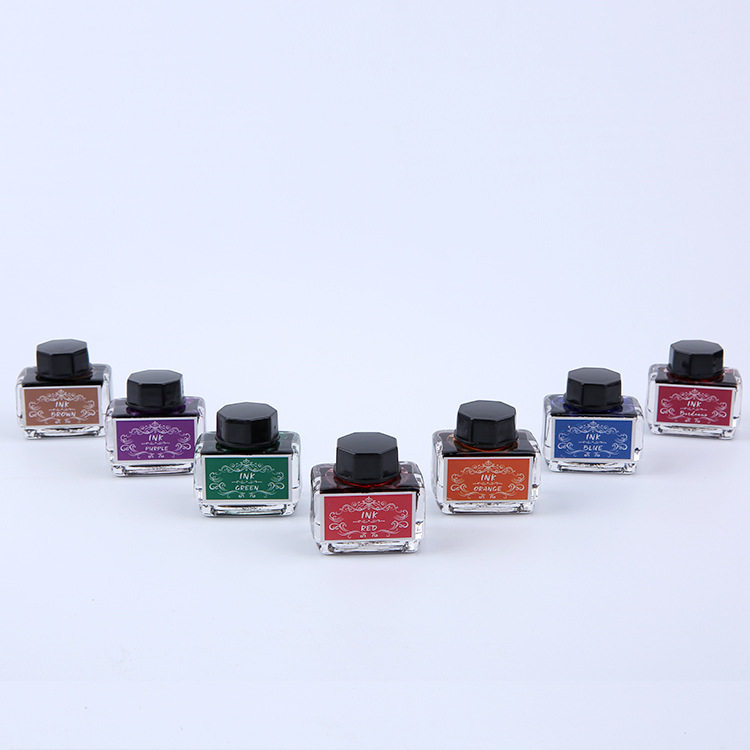 新款复古羽毛蘸水笔彩色墨水15ml 非碳素钢笔墨水10色 厂家直供