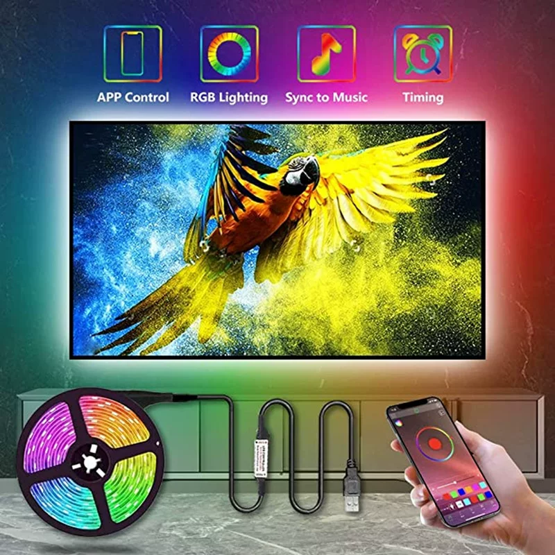 Пояс LED-лампы 1–10 метров 5V USB Bluetooth 5050 2835 Фантомный цветной конь лампа RGB лента