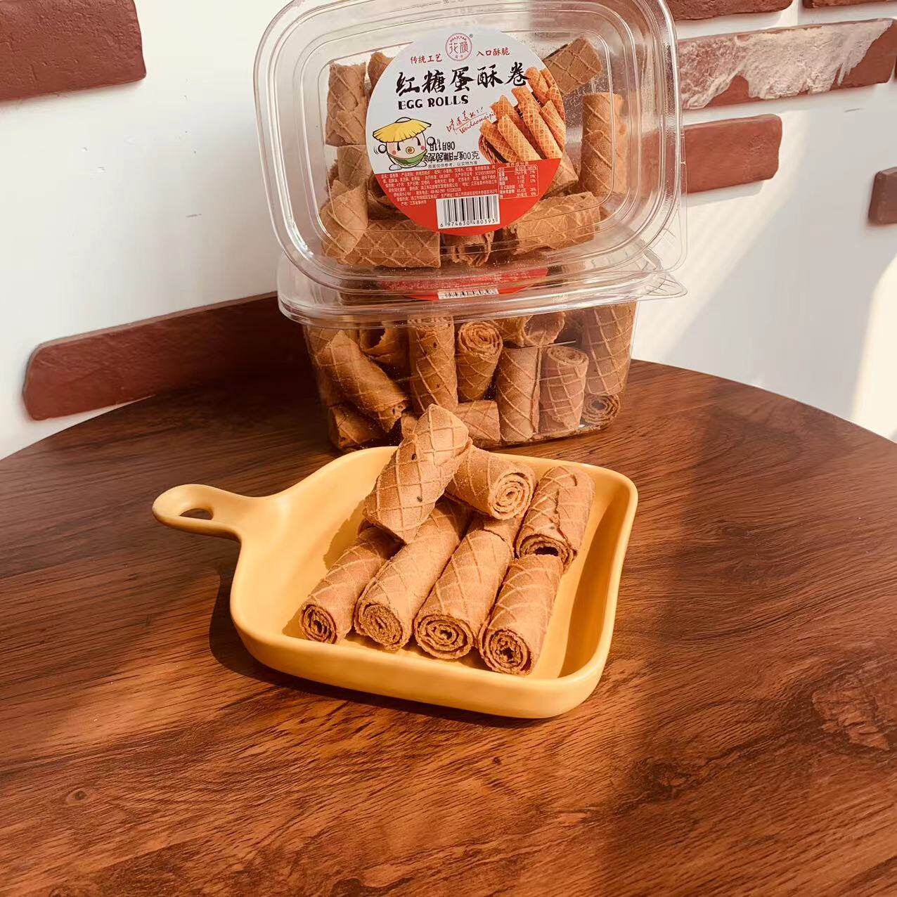 花颜纯手工原味蛋酥卷入口酥脆300g盒休闲办公下午茶传统糕点零食