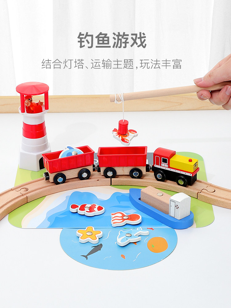 WOODEN TRACK SIMULATION CHILDRENS TRACK CAR TABLE CRANE SMALL TRAIN INERTIA CAR BRIO TRAIN TRACK TOY