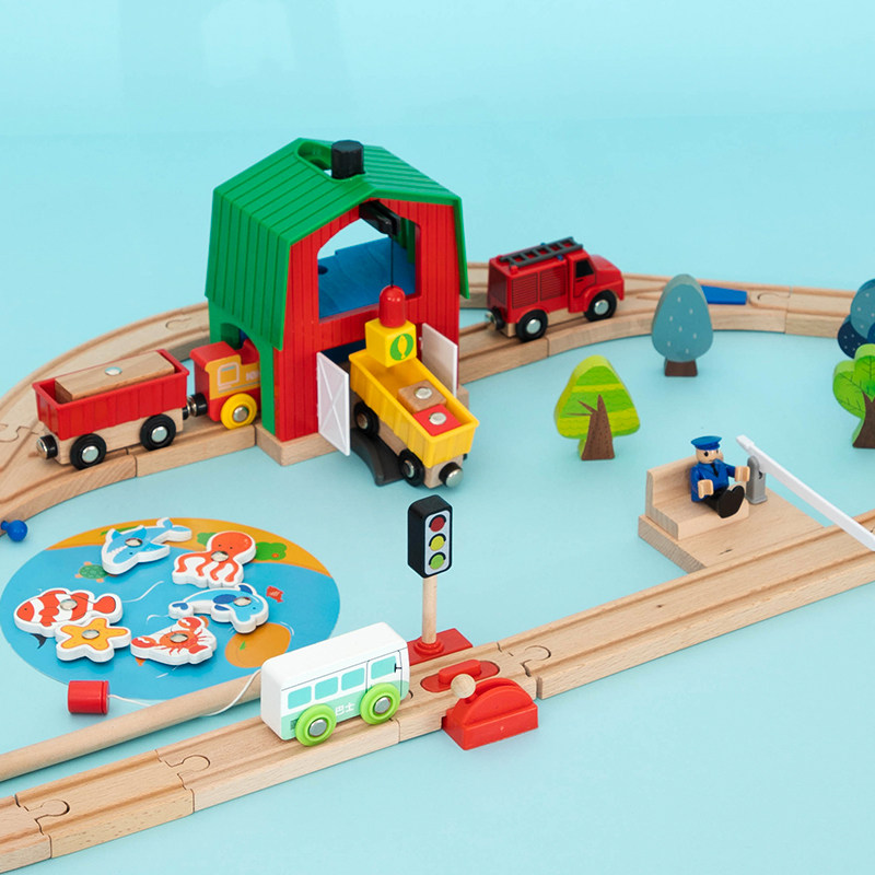 COMPATIBLE BRIO CHILDRENS WOODEN ELECTRIC TRAIN TRACK SET MAGNETIC EDUCATIONAL BUILDING BLOCKS ASSEMBLED TOY BOY
