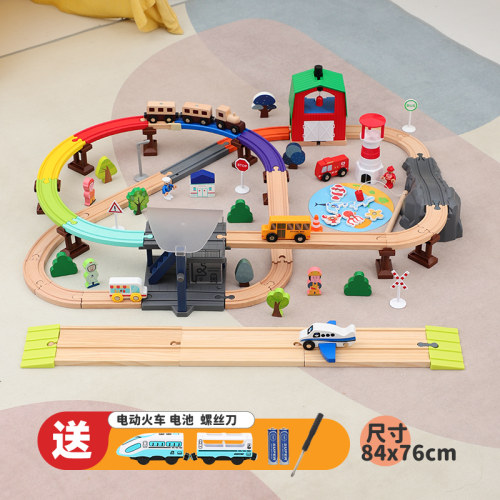 勒酷木质轨道小火车玩具