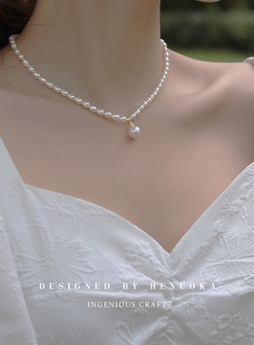 天然淡水珍珠项链女2025年新款潮高级感气质锁骨链小众设计颈链夏