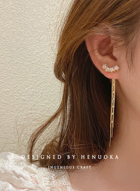 五角星银针小巧耳坠流苏长款女精致耳环轻奢耳饰品修饰脸型耳环