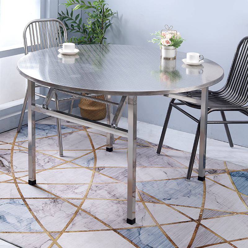 不锈钢夜店便捷式折叠户外圆餐桌