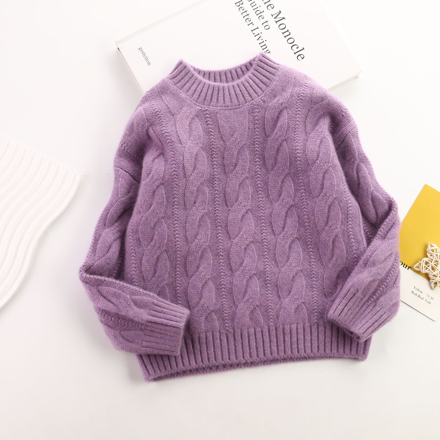 儿童100%羊绒衫女童毛衣女孩羊绒针织衫韩版套头中大童大麻花上衣