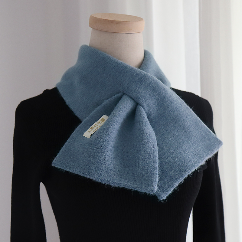 交叉春秋季纯色针织毛线护颈围脖
