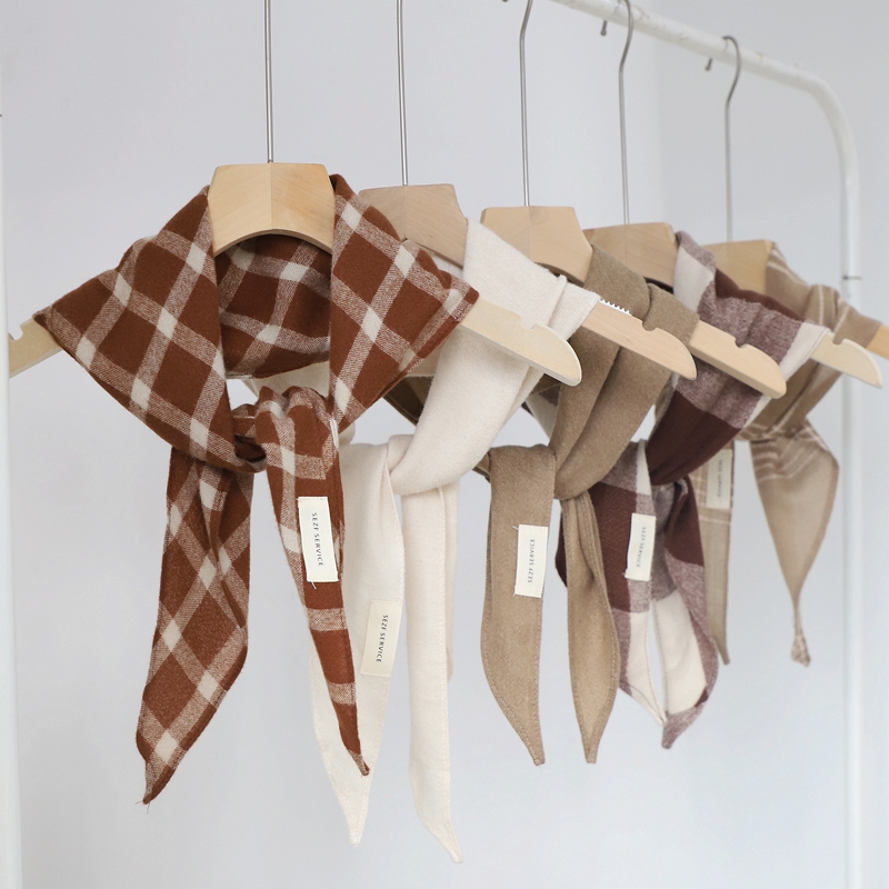 轻薄柔软日式复古格纹菱形三角巾