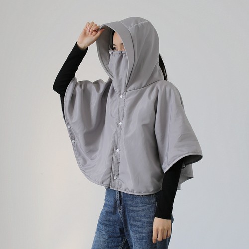 披肩面罩帽一体骑电动车防寒神器