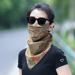 真丝香云纱护颈面罩夏季防紫外线开车防晒神器女桑蚕丝口罩遮全脸