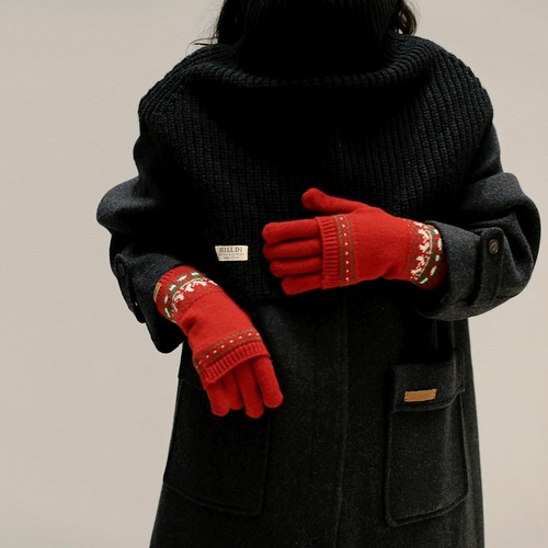 可拆两件针织手套费尔岛风复古