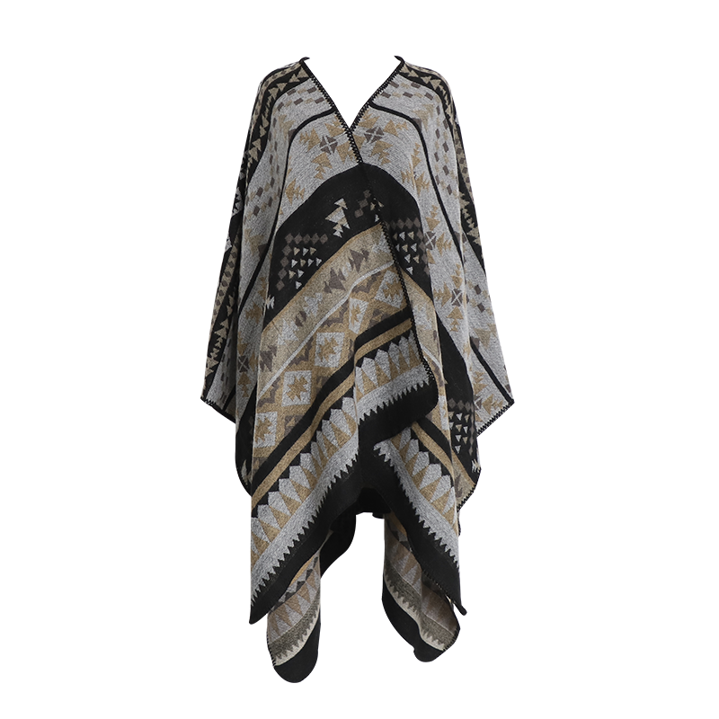 复古民族风毯式斗篷居家盖毯针织披风办公室大披肩空调房保暖外套