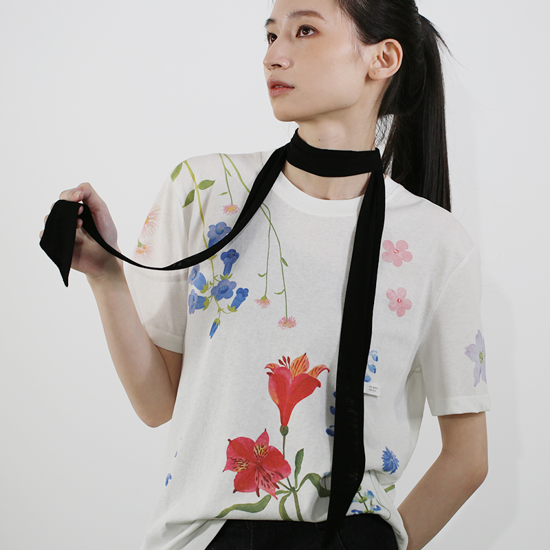 桑蚕丝真丝飘带印花长条领巾