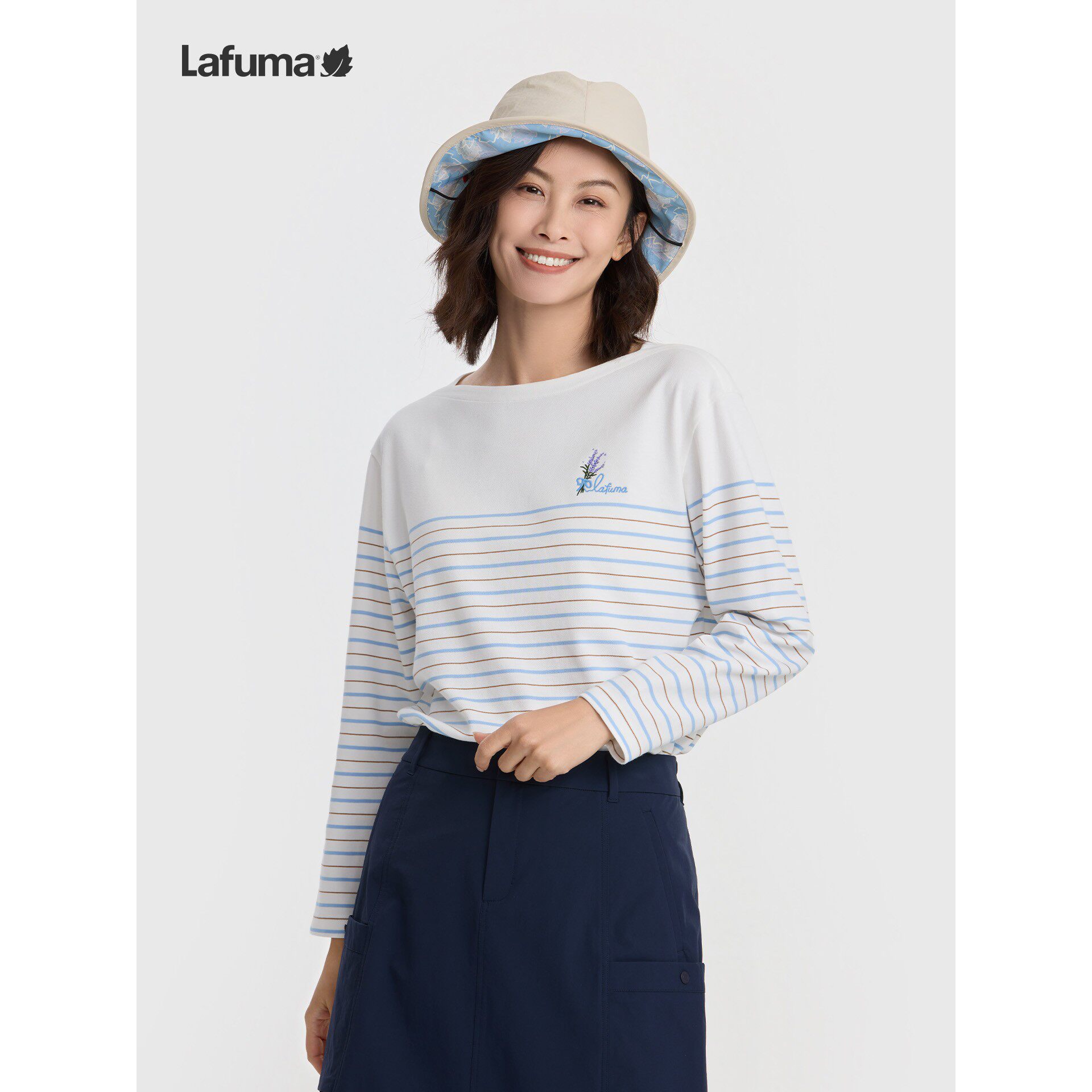 LAFUMA户外吸湿速干条纹圆领T恤