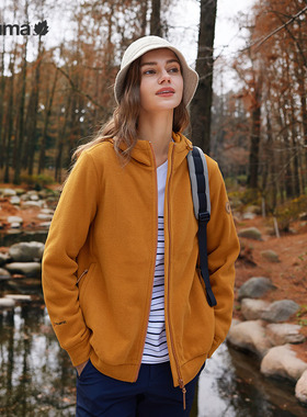 LAFUMA乐飞叶户外秋冬保暖抓绒衣女修身连帽摇粒绒外套LFJA4CR61