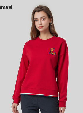 LAFUMA乐飞叶户外字母绣花红色卫衣男女情侣圆领打底衫LFTS3CW87