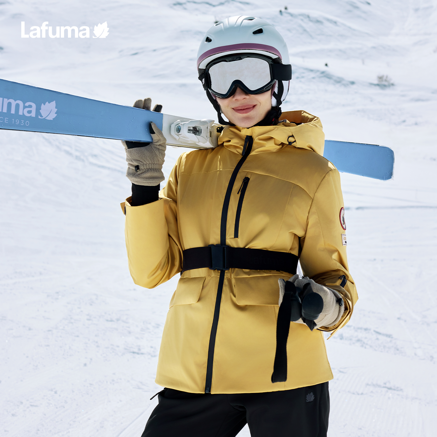 乐飞叶女防风防水保暖滑雪棉服