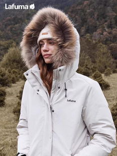 LAFUMA乐飞叶户外防泼水中长鹅绒羽绒服女保暖防寒外套工装滑雪服