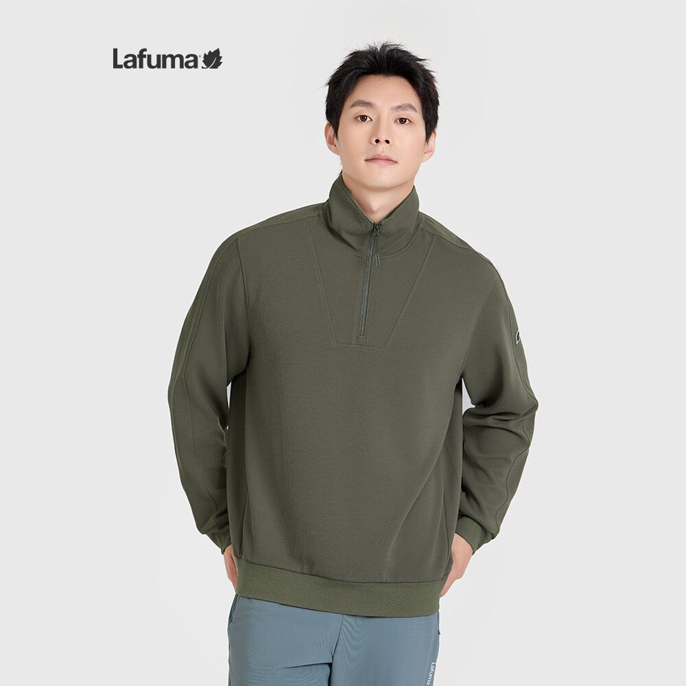 Lafuma/乐飞叶法国户外春夏半拉链运动卫衣男士休闲立领长袖T恤