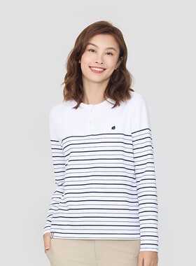LAFUMA乐飞叶户外女士吸湿快干条纹打底长袖内搭T恤上衣LFTS4CL86
