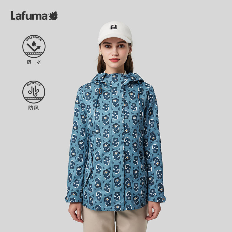 LAFUMA乐飞叶户外秋冬露营防风防水夹克女印花风衣外套LFJA3CS85