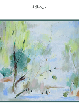 沫明 世外｜原创设计手绘桑蚕丝清新绿色丝巾大方巾女