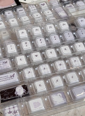 天鹅之境紫色系琥珀键帽热升华pc双层KDA高度ins风紫色键盘搭配