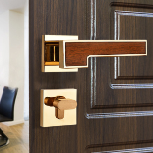 生态门欧美分体式 室内卧室房间门锁简约静音家用通用防盗五金锁具