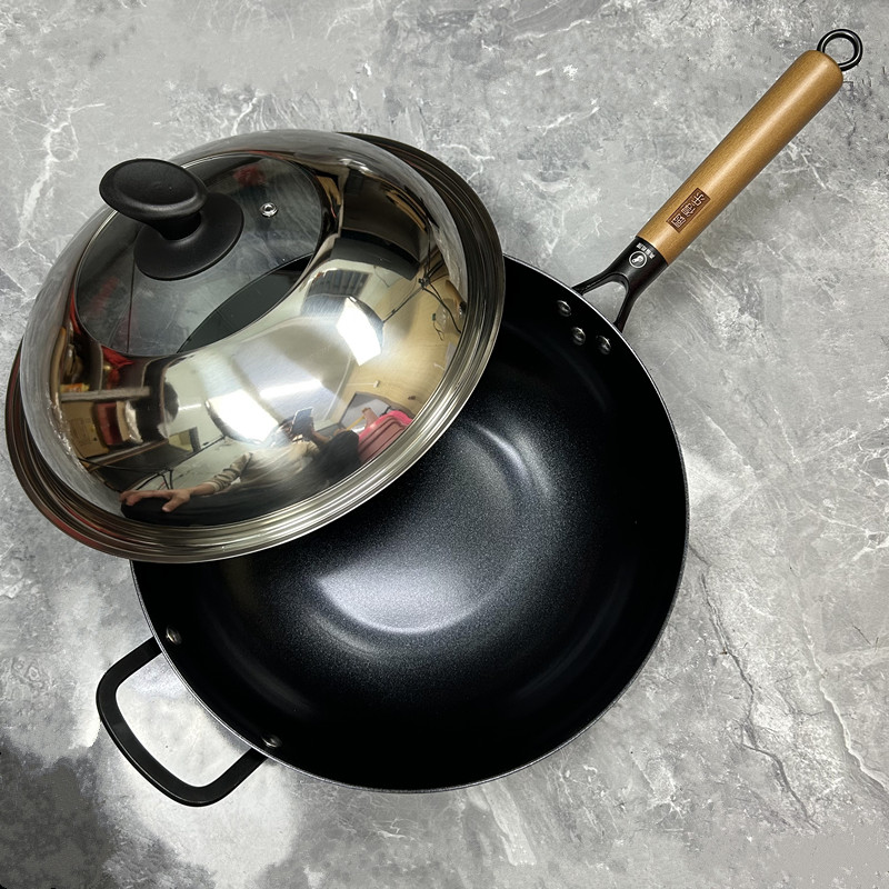 厨得乐硬质陶晶不粘锅不生锈轻便平底炒锅家用燃气灶电磁炉通用