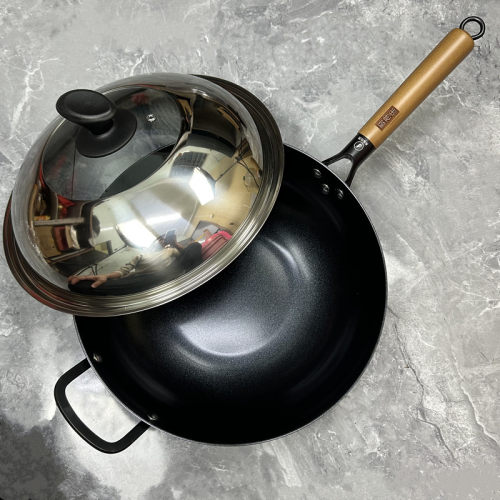厨得乐硬质陶晶不粘锅不生锈轻便平底炒锅家用燃气灶电磁炉通用
